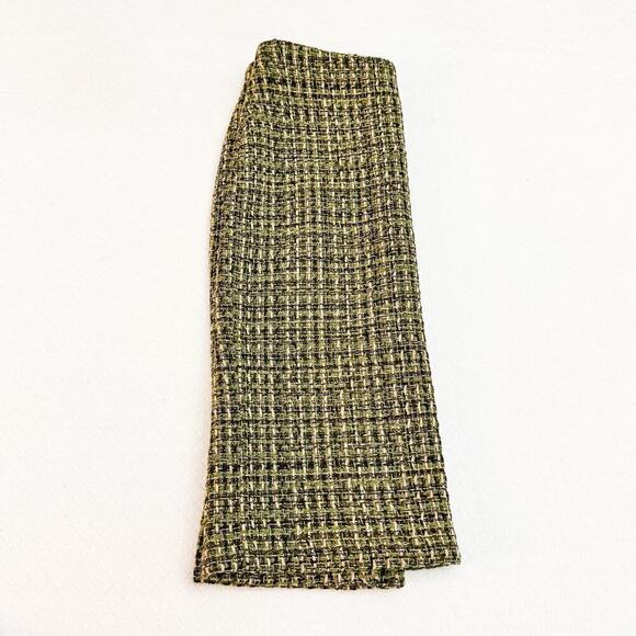 Zara Woven Tweed Wool Knit Pencil Skirt Green Multicolor Size 8 - Picture 5 of 5
